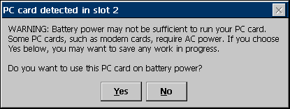 PC Card Battery Warning